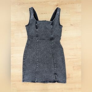 Women's XS Fitted Distressed Black Denim Tank Mini Dress